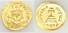Heraclius (AD 610-641). AV solidus (20mm, 3.87 gm, 7h). MS, clipped. Constantinople, 1st officina, ca. AD 610-613. d N hЄRACLI-ЧS PP AVG, draped and c...