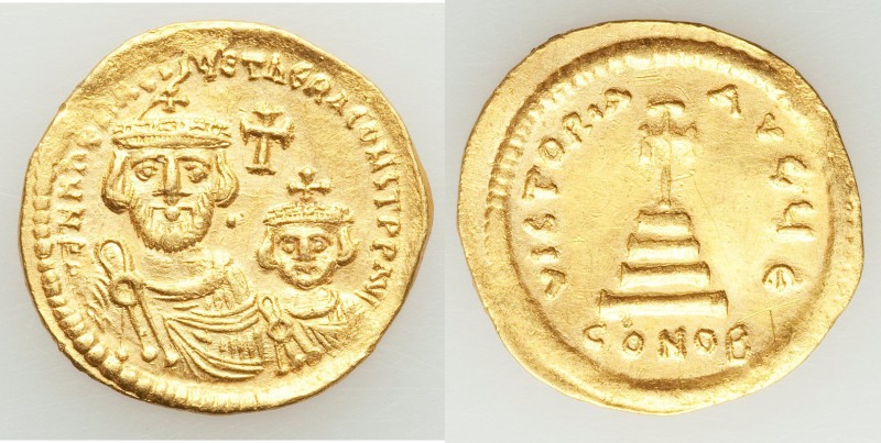 Heraclius (AD 610-641), and Heraclius Constantine. AV solidus (22mm, 4.44 gm, 6h...