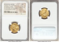 Constans II Pogonatus (AD 641-668), and Constantine IV. AV solidus (20mm, 4.50 gm, 7h). NGC MS 4/5 - 4/5. Constantinople, 2nd officina. ca. AD 654-668...