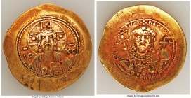 Michael VII Ducas (AD 1071-1078). AV/EL histamenon nomisma scyphate (28mm, 4.37 gm, 6h). Choice VF, graffito. Constantinople. Bust of Christ facing, w...