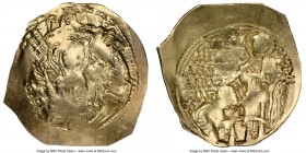 Andronicus II Palaeologus (AD 1282-1328). AV/EL hyperpyron (26mm, 4.16 gm, 6h). NGC MS 2/5 - 5/5. Constantinople, AD 1282-1295. Nimbate, draped bust o...