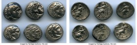 ANCIENT LOTS. Greek. Macedonian Kingdom. Ca. 336-323 BC. Lot of six (6) AR drachms. Fine-About VF. Includes: (6) Alexander III the Great, AR drachms, ...