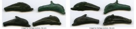 ANCIENT LOTS. Greek. Scythia. Olbia. Ca. 437-410 BC. Lot of four (4) cast AE dolphins. XF. Includes: Dolphin with large eye and central spine. Lot of ...