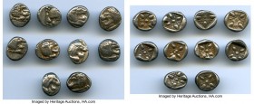 ANCIENT LOTS. Greek. Ionia. Miletus. Ca. late 6th-5th centuries BC. Lot of ten (10) AR 1/12th staters or obols. VF. Milesian standard. Forepart of roa...