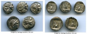 ANCIENT LOTS. Greek. Lycian League. Ca. 48-20 BC. Lot of five (5) AR hemidrachms. Choice XF. Includes: Laureate head of Apollo right / Cithara (lyre) ...
