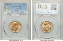 Edward VII gold Sovereign 1910-S MS63 PCGS, Sydney mint, KM15. Bright lustrous surfaces. AGW 0.2355 oz. 

HID09801242017