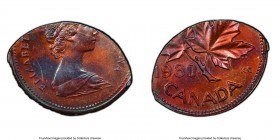 Elizabeth II Mint Error - Struck on Elliptical Planchet Cent 1980 MS63 Red and Brown PCGS, KM127.

HID09801242017