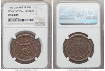 Nova Scotia copper "Trade & Navigation" Penny Token 1813 MS63 Brown NGC, Br-962, NS-20A4. Glossy brown surfaces. 

HID09801242017