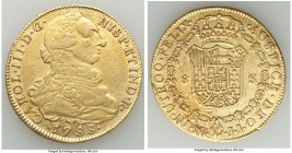 Charles III gold 8 Escudos 1788 NR-JJ VF, Nuevo Reino mint, KM50.1a. 36.3mm. 26.84gm. Comes with tag from Spartan Numismatics with notation that this ...