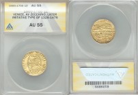 Chios. Anonymous gold Imitative Zecchino ND (1500-1700) AU55 ANACS Imitating an uncertain Venetian doge type, likely from between 1328 and 1476. 

HID...