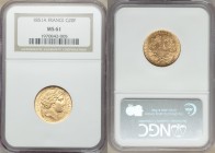 Republic gold 20 Francs 1851-A MS61 NGC, Paris mint, KM762. Creamy butter gold color with mint bloom fields. AGW 0.1867 oz. 

HID09801242017