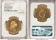 George III gilt-copper Proof Penny 1805 Proof Details (Reverse Scratched) NGC, KM148.1a, S-6620. Engrailed edge. 

HID09801242017