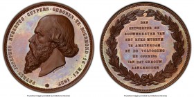 Willem III bronzed copper Specimen "Peter Cuypers Designer of and Opening of the Rijks Museum" Medal ND (1885) SP66 PCGS, Wurzbach-1556. 50mm. By L. J...