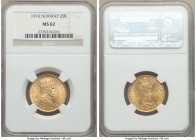 Haakon VII gold 20 Kroner 1910 MS62 NGC, KM376.

HID09801242017
