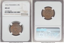 Republic 3-Piece Lot of Certified Assorted Issues NGC, 1) 2-1/2 Centesimos 1916 - MS62, KM7.2. Silver-blue and citrus toned 2) Balboa 1976-FM - Matte ...