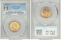 Carol I gold 20 Lei 1890-B MS63 PCGS, Bucharest mint, KM20.

HID09801242017