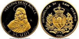 Republic gold Proof 2 Scudi 1998-R PR68 Ultra Cameo NGC, Rome mint, KM418, Fr74. Virgin of Rocce issue. AGW 0.1867 oz. 

HID09801242017