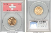 Confederation gold 20 Francs 1915-B MS67 PCGS, KM35.1. AGW 0.1867 oz. 

HID09801242017