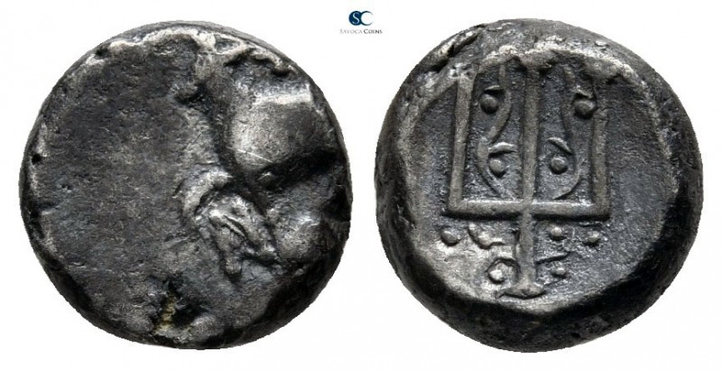 Thrace. Byzantion 387-340 BC. 
Hemidrachm AR

10 mm., 1,9 g.



very fine