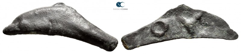 Scythia. Olbia 437-410 BC. 
Cast dolphin Æ

28 mm., 1,27 g.



very fine