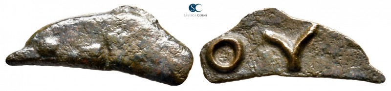 Scythia. Olbia 437-410 BC. 
Cast dolphin Æ

21 mm., 0,97 g.



very fine
