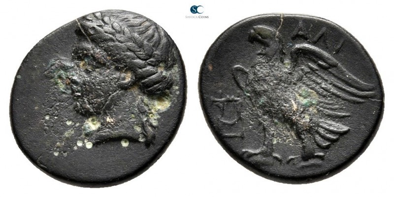 Caria. Halikarnassos 300-200 BC. 
Bronze Æ

12 mm., 1,32 g.



very fine