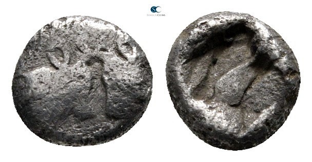 Caria. Uncertain mint circa 500-400 BC. 
Obol AR

7 mm., 0,53 g.



nearl...