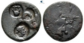 Uncertain.  circa 100-0 BC. Countermarked Bronze AE
