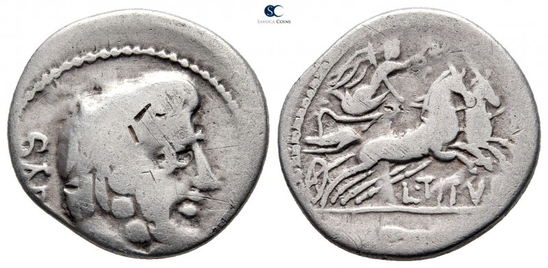 L. Titurius L.f. Sabinus 89 BC. Rome
Denarius AR

19 mm., 3,60 g.



near...