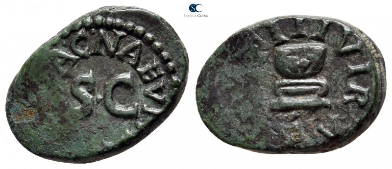 Augustus 27 BC-AD 14. C. Naevius Capella, moneyer. Rome
Quadrans Æ

17 mm., 3...