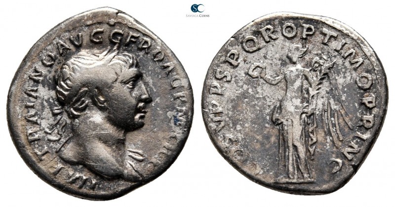 Trajan AD 98-117. Rome
Denarius AR

19 mm., 3,38 g.



very fine
