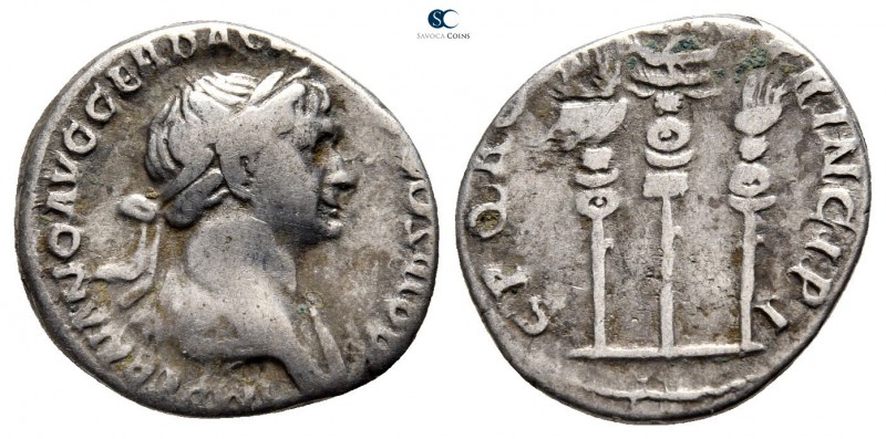 Trajan AD 98-117. Rome
Denarius AR

18 mm., 3,26 g.



very fine