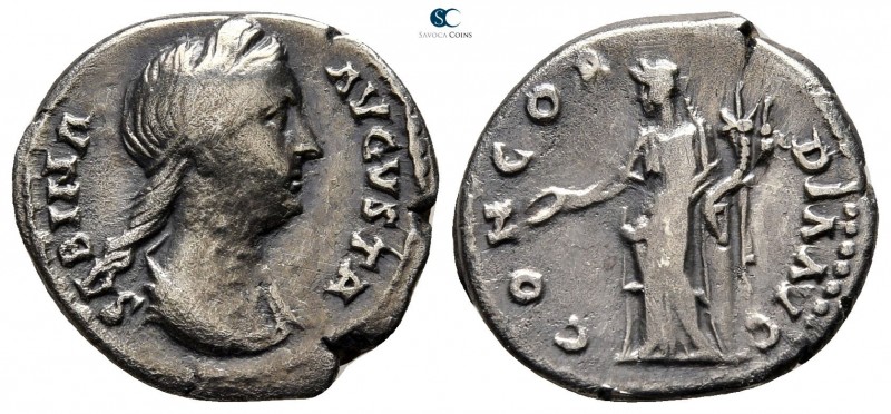 Sabina Augusta AD 128-137. Rome
Denarius AR

18 mm., 2,96 g.



very fine
