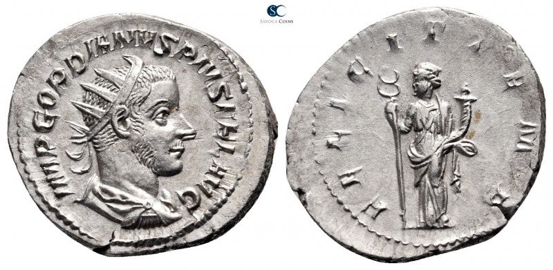 Gordian III AD 238-244. Rome
Antoninianus AR

23 mm., 4,3 g.



good very...