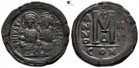 Justin II and Sophia AD 565-578. Constantinople. Follis Æ