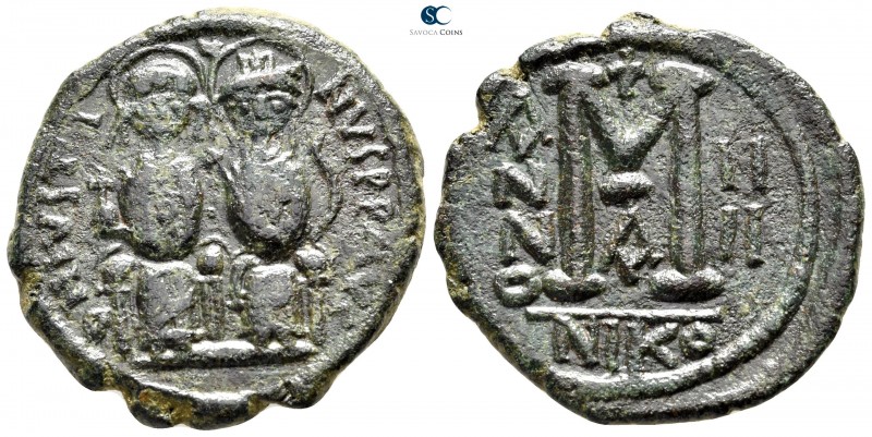 Justin II and Sophia AD 565-578. Nikomedia
Follis Æ

32 mm., 13,48 g.



...