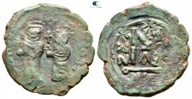 Heraclius with Heraclius Constantine AD 610-641. Nikomedia. 1st officina. Follis Æ