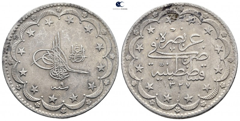 Turkey. Qustantiniya (Constantinople). Muhammad V AD 1909-1918.
20 Kurush AR
...