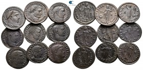 Lot of ca. 9 late roman bronze coins / SOLD AS SEEN, NO RETURN!very fine