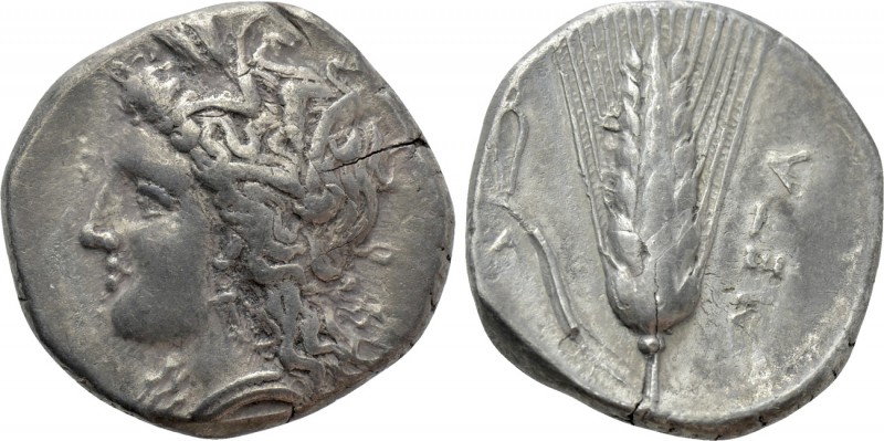 LUCANIA. Metapontion. Nomos (Circa 330-290 BC). 

Obv: Head of Demeter left, w...