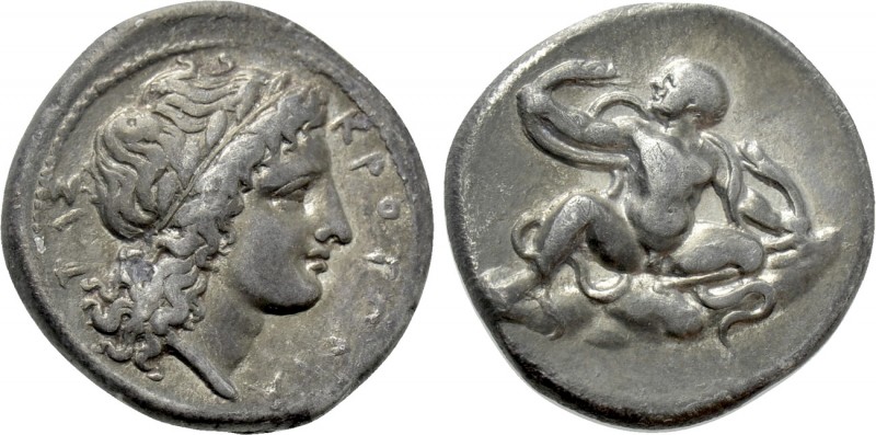 BRUTTIUM. Kroton. Stater (Circa 400-325 BC).

Obv: KPOTONIATAΣ.
Laureate head...