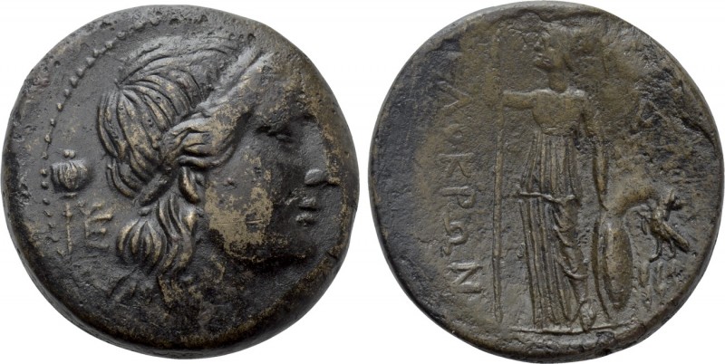 BRUTTIUM. Lokroi Epizephyrioi. Ae (Circa 287-278 BC). 

Obv: Head of Persephon...