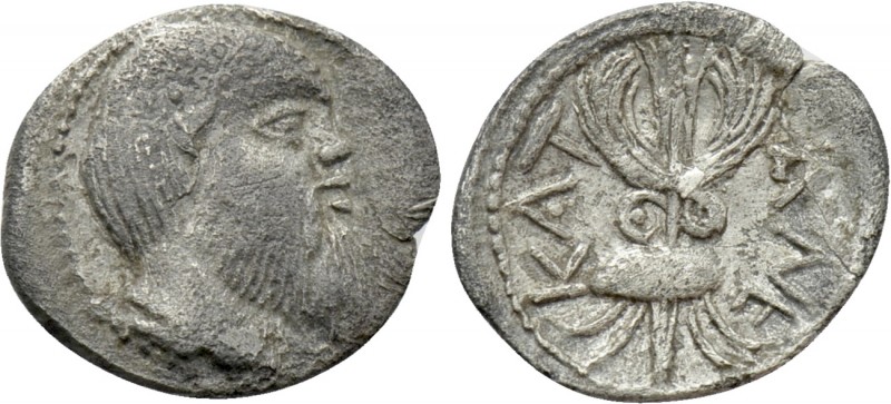 SICILY. Katane. Litra (Circa 461-450 BC). 

Obv: Head of Silenos right.
Rev: ...