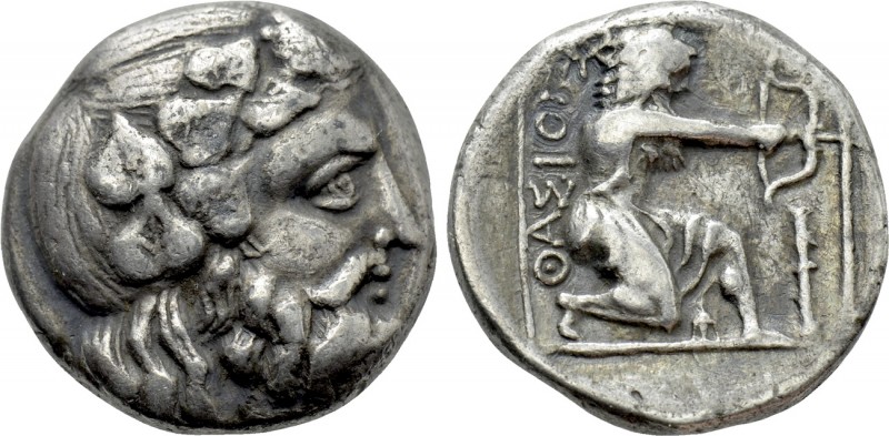 THRACE. Thasos. Didrachm (Circa 411-340 BC).

Obv: Head of Dionysos right, wea...