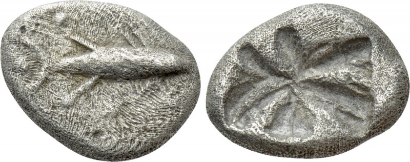MYSIA. Kyzikos. Trihemiobol (Circa 600-550 BC). 

Obv: Tunny left.
Rev: Incus...