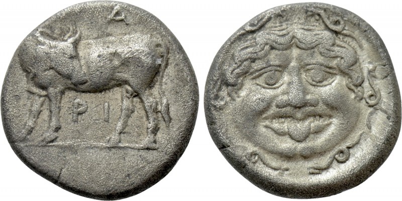 MYSIA. Parion. Hemidrachm (4th century BC). 

Obv: Gorgoneion.
Rev: ΠΑ / ΡΙ. ...