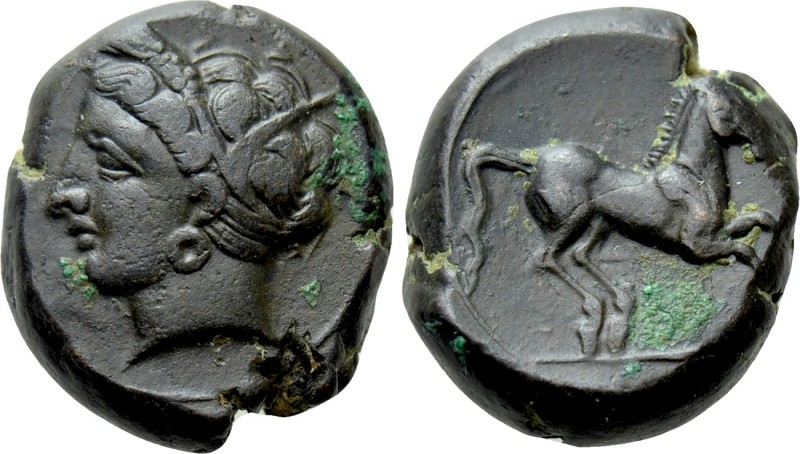 CARTHAGE. Ae (Circa 400-350 BC). Carthage or Punic mint in Sicily.

Obv: Wreat...