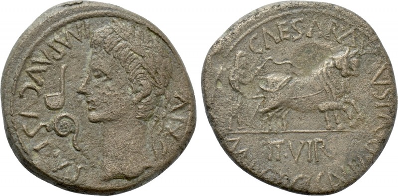 SPAIN. Caesaraugusta. Augustus (27 BC-14 AD). As. M. Porcius and Cn. Fadius, duo...