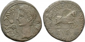 SPAIN. Caesaraugusta. Augustus (27 BC-14 AD). As. M. Porcius and Cn. Fadius, duoviri.