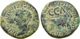 SPAIN. Caesaraugusta. Caligula (37-41). Ae. Germanus and Licinianus (duoviri).